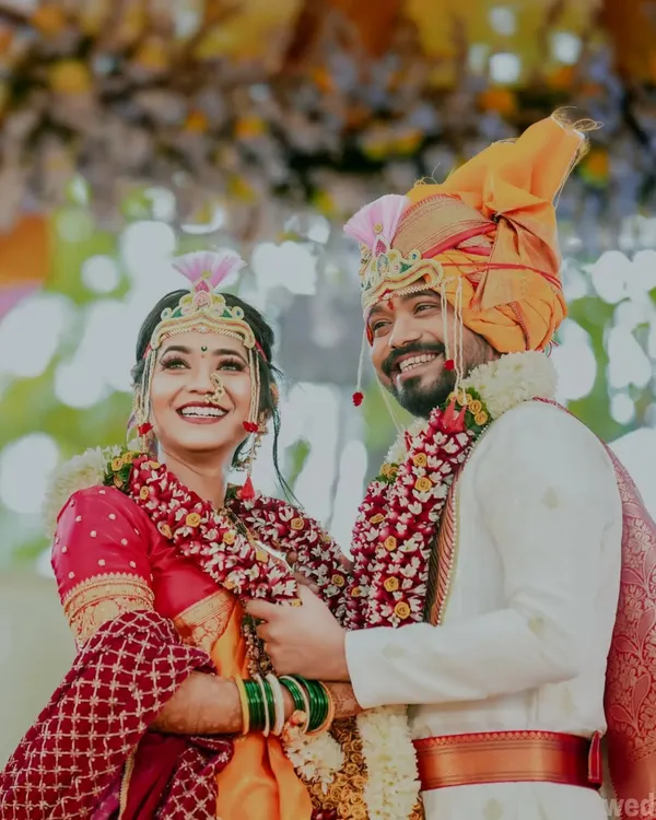 A joyful moment between the bride and groom during their Maharashtrian wedding ceremony. Capturing this kind of happiness is what I love about my job.