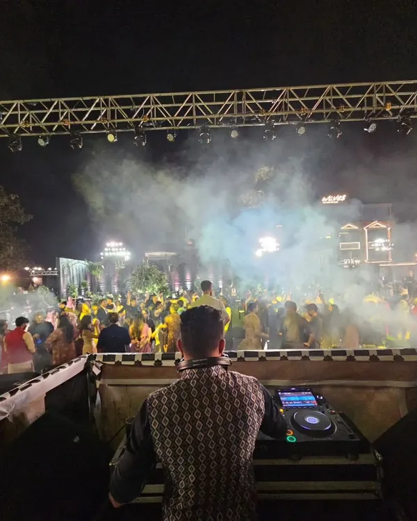 This is the view I live for. From my console, I see the energy build until the entire dance floor is one single vibe. This is my goal for every Sangeet, reception, or party I play.