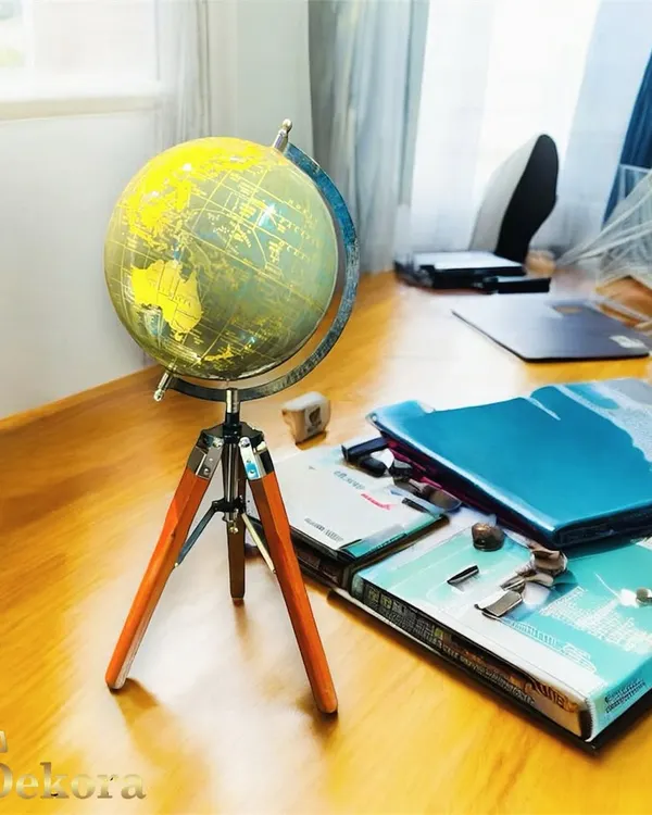 This world globe features a modern design with a wooden tripod stand, making it a stylish addition to a contemporary office space. It's a great gift for forward-thinking teams and leaders.