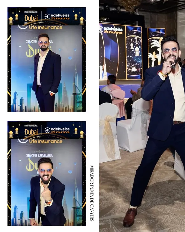 My Dubai debut hosting the "Stars of Excellence" awards for Edelweiss Life Insurance. This collage captures the formal and fun parts of the evening.