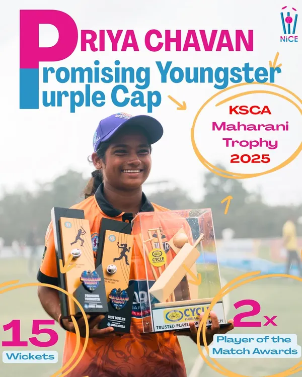 This is what peak performance looks like. We train our players to dominate tournaments, and Priya Chavan's haul at the Maharani Trophy 2025, including the Purple Cap and multiple Player of the Match awards, is a testament to our results-driven coaching.