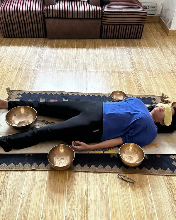 This is what a personal sound healing therapy session looks like. I use authentic Tibetan singing bowls, placing them on and around the body. The vibrations work on a deep cellular level to balance your energy centers, or chakras, and promote profound relaxation.