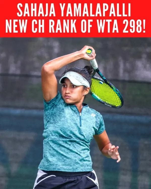 We celebrate Sahaja Yamalapalli's incredible achievement of breaking into the WTA top-300. This photo captures her intense focus during a match, embodying the resilience and hard work that defines her journey.