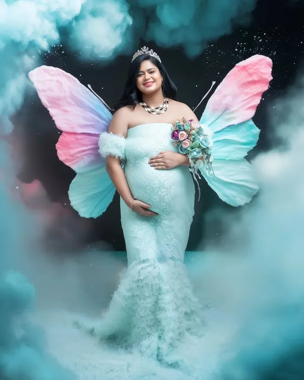 She walked in quietly and I knew we were about to create magic. This fairytale portrait with butterfly wings and a dreamy cloud-like setting is a testament to that vision.
