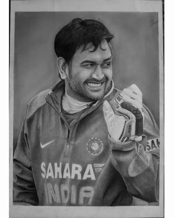My tribute to the legend, MS Dhoni. I wanted to capture his iconic, calm smile. This is for all the Mahi fans out there.