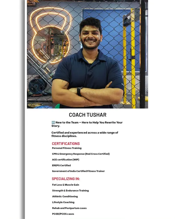 Coach Tushar is our expert in specialized training for women. He is certified to create postpartum and PCOD/PCOS workout plans that are both safe and highly effective.