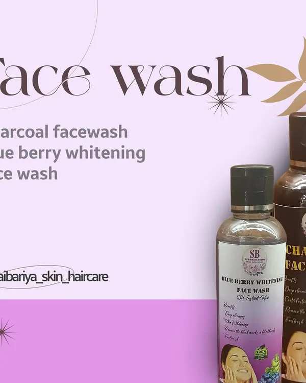 A look at my face wash collection, featuring the Oil-Control Charcoal Facewash and the popular Blue Berry Whitening Face Wash. There's a perfect cleanser for every skin type.