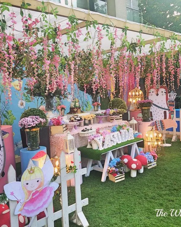 An enchanted forest birthday party where magic feels real. I used hanging florals, fairy lights, and woodland creature cutouts to create a truly immersive secret garden for the celebration.