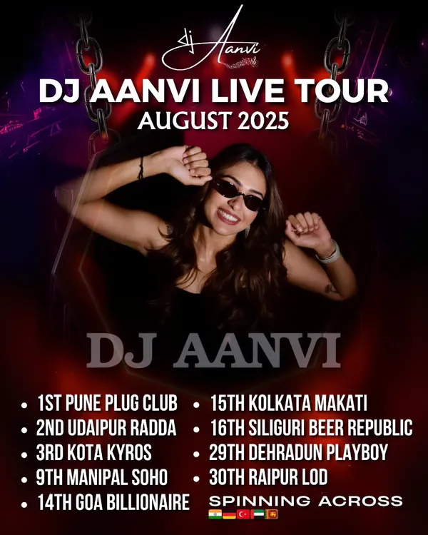 My official live tour poster for August 2025, showcasing a packed schedule across India from Pune to Goa to Kolkata. This highlights my demand as a touring artist across the nation.