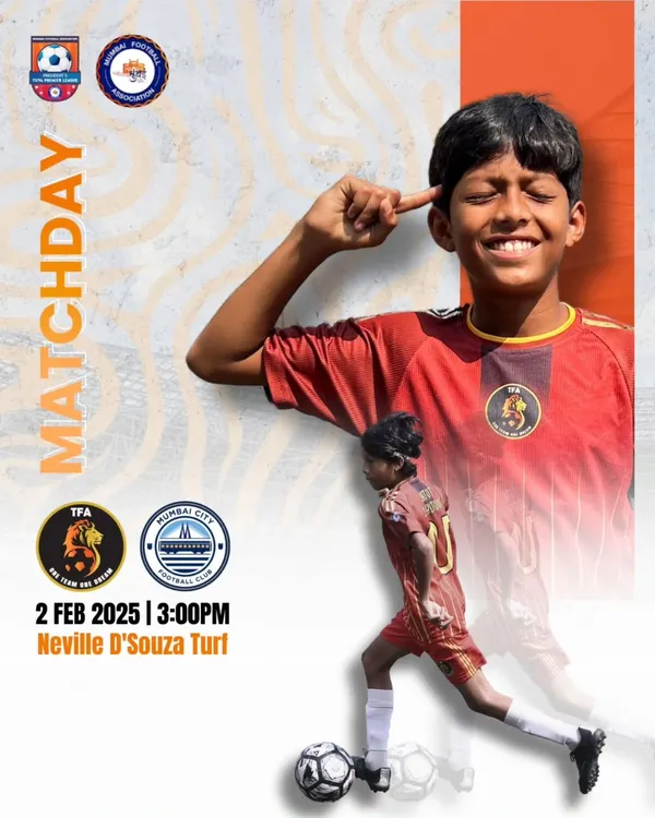 Match day announcement for our U15 team's game against Mumbai City FC in the MFA YPL Division 1. A huge challenge we are ready for.