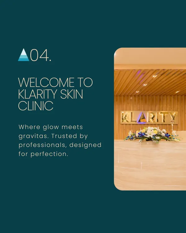 Welcome to Klarity Skin Clinic, where we believe "glow meets gravitas." Our clinic is designed for professionals who seek skincare that is both effective and sophisticated, helping you achieve a polished and powerful look.