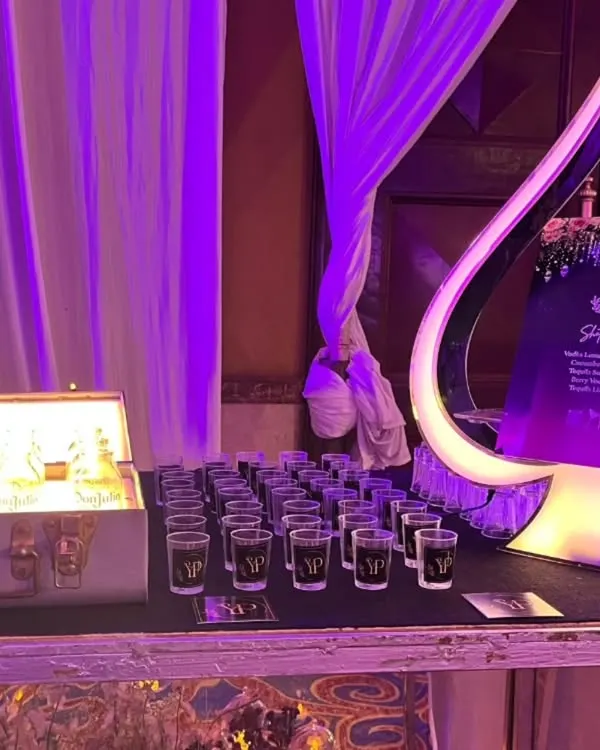 This is what we mean when we say the bar becomes the highlight of the party. Our custom-designed Ace of Spades shot bar, complete with glowing Don Julio displays and a curated shot selection, creates a bold and unforgettable experience for your guests.