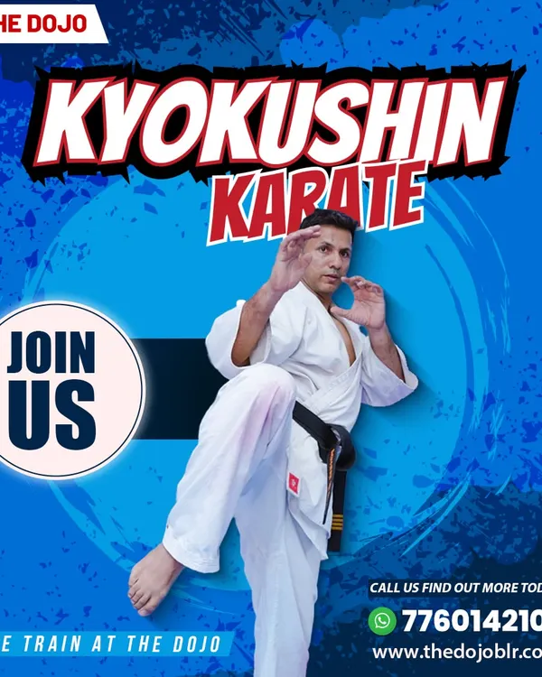 An instructor demonstrates a classic Kyokushin stance, showcasing the readiness and power inherent in this style. This form of karate is for those seeking a true challenge.