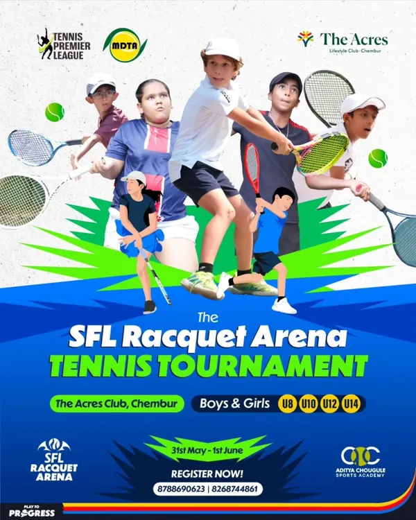 Announcing the SFL Racquet Arena Tennis Tournament for boys and girls in U8, U10, U12, and U14 categories. Register now to secure your spot.
