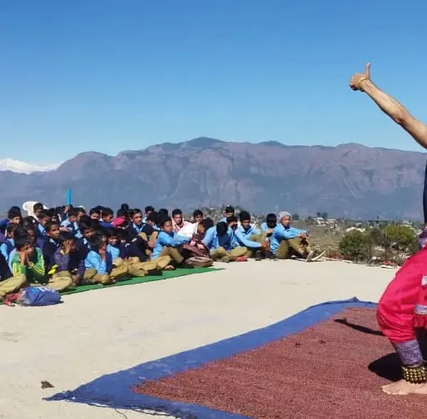 Performing for students in the open air with the Himalayas in the background was an unforgettable experience. This was during a workshop demonstration for SPIC MACAY in Uttarakhand.