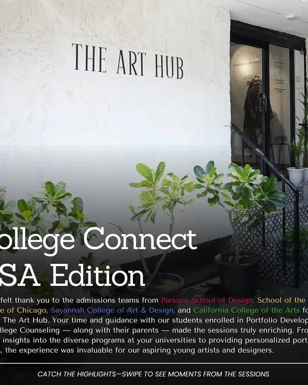 I was honored to host admissions teams from Parsons, SAIC, SCAD, and CCA for our College Connect USA Edition. These events give my students and their parents invaluable, direct interaction with their dream schools.