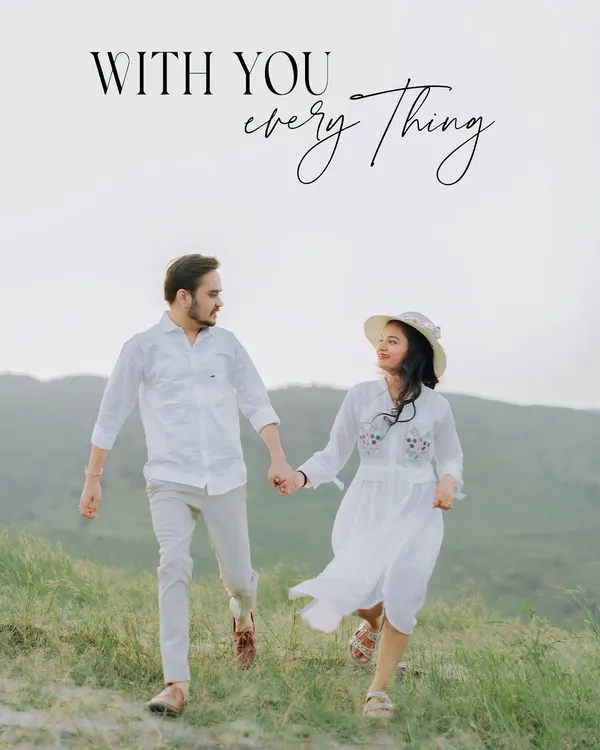 A carefree run through the grassy hills of Rayta, Udaipur. This shot, with its romantic text overlay, captures the wild and free spirit of love in nature.