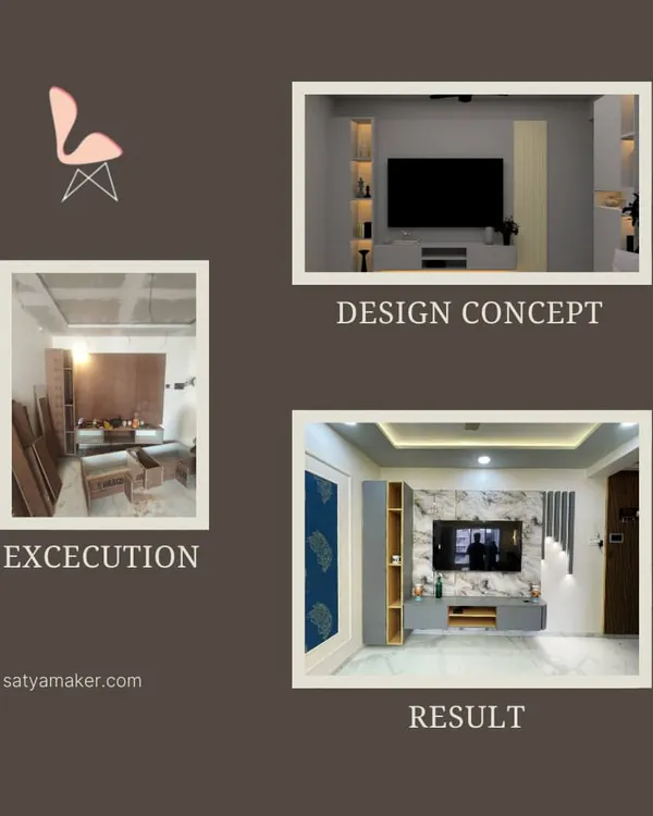 This collage perfectly illustrates my process: from the initial design concept and on-site execution to the final stunning result.