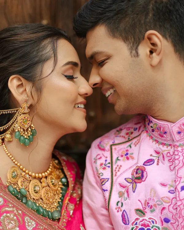 A beautiful close-up capturing the intimate connection between the bride and groom. These are the quiet, unscripted moments that tell the most powerful stories.