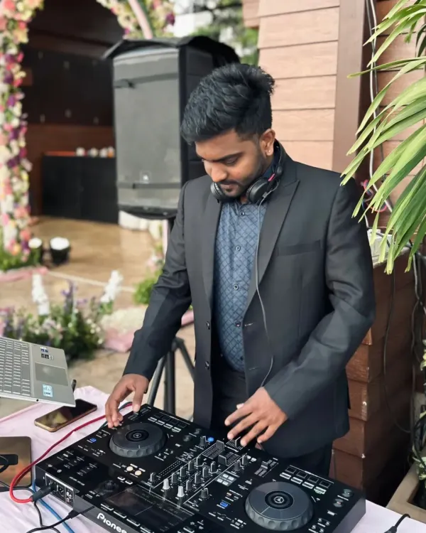Dressed for a formal reception. I always make sure to match the event's dress code while I focus on delivering a seamless music experience.
