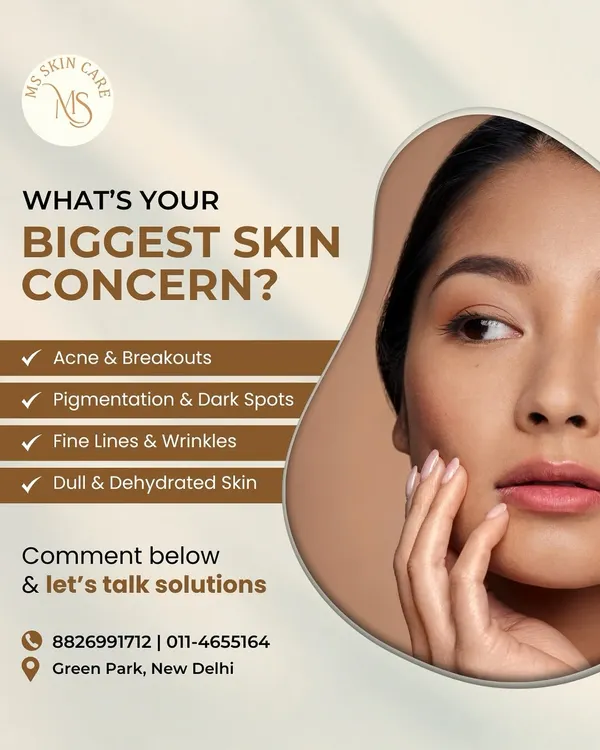 What is your biggest skin concern? This graphic lists common issues like acne, pigmentation, fine lines, and dullness. I encourage you to identify your concern so we can start a conversation and find the right solution for you.