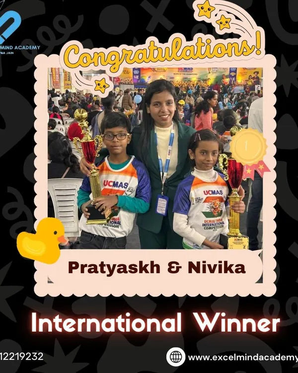 We create international winners. This is Pratyaksh and Nivika, two of our students who achieved top honors at the International Level Abacus Competition through their hard work and our guidance.