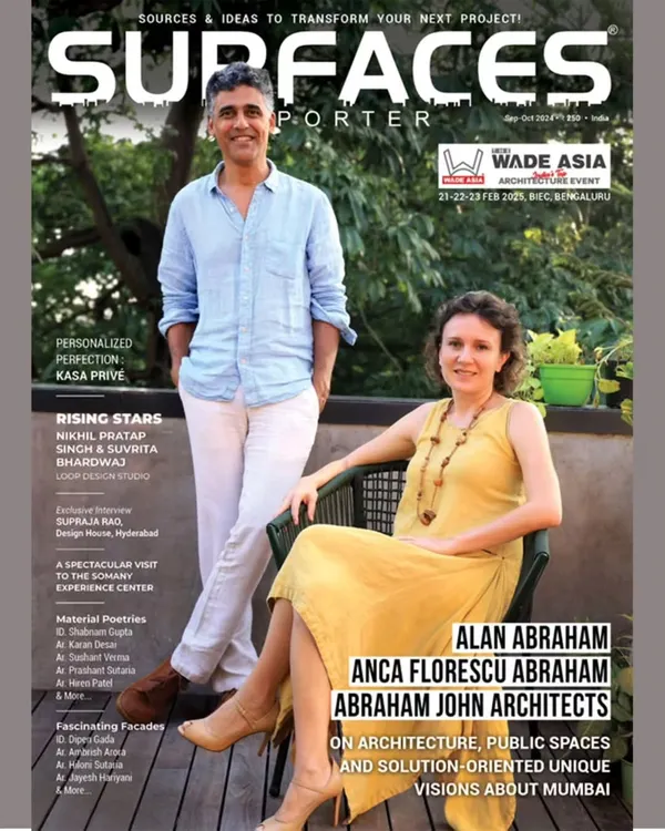 We are grateful to be featured on the cover of Surfaces Reporter magazine. The story delves into our work on architecture, public spaces, and our solution-oriented visions for Mumbai.