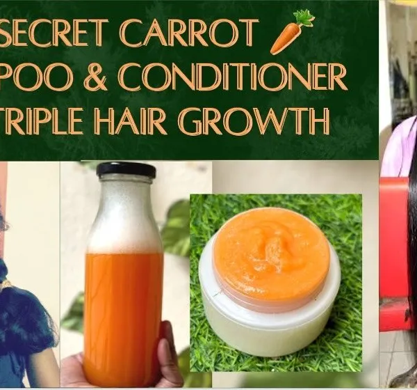 This is my secret carrot shampoo and conditioner recipe for triple hair growth. Carrots are rich in vitamins that are excellent for creating a healthy scalp environment.
