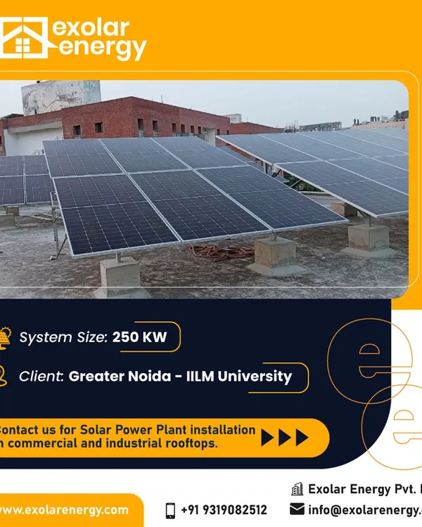 A 250 kW solar installation at IILM University, Greater Noida. This project is a prime example of our expertise in large-scale educational institution solar solutions.