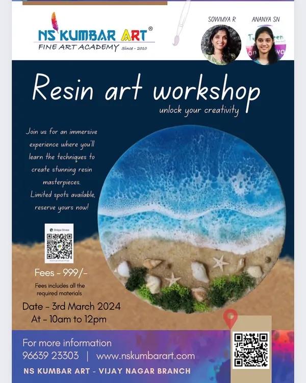 Dive into the world of resin art with our immersive workshops. This session focused on creating a stunning ocean-themed masterpiece. We guide you through the techniques to mix and pour resin to achieve beautiful effects.