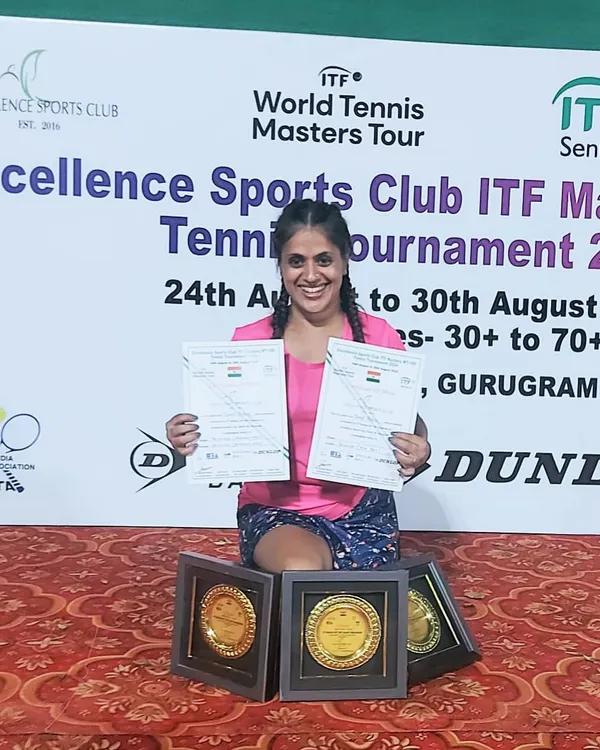 An incredible achievement! Our trainee Sonal Vohra with her trophies after winning a triple crown. This is the result of relentless dedication and high-performance training.