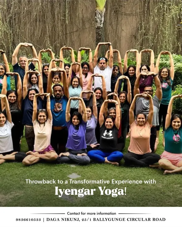 A wonderful group of dedicated students after a transformative Iyengar Yoga workshop. The shared energy and focus in a group setting creates a powerful environment for learning and growth.