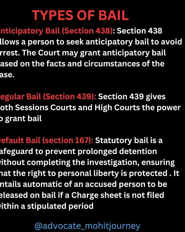 Understanding the main types of bail is crucial. I can help you file for Anticipatory Bail to prevent arrest, Regular Bail after an arrest, or Default Bail if the investigation timelines are not met by the authorities.