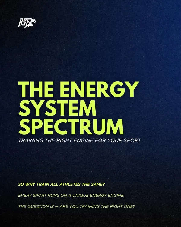 Every sport runs on a unique energy engine, so why train all athletes the same? This graphic introduces our philosophy of training the right energy system for your specific sport to maximize performance.