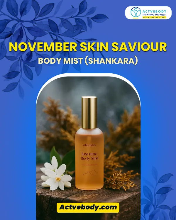 This is my November skin savior: the Shankara Body Mist. This image of the elegant bottle explains that when skin feels dry or tired, this mist hydrates, refreshes, and awakens your senses with pure Ayurvedic botanicals.