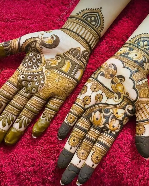 A special design for Karwa Chauth. The peacock and floral motifs are perfect for celebrating this auspicious festival.