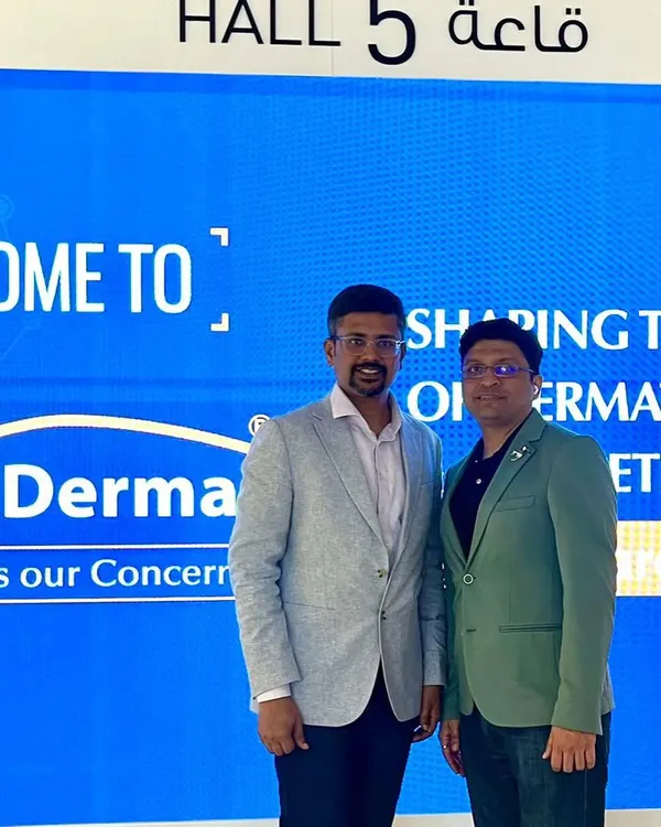 Here I am at the Dubai Derma 2024 world exhibition, exploring the latest advancements in dermatology and aesthetics. This image was taken near the display for Aqualyx, an advanced injectable for dissolving localized fat, particularly in the double chin area.