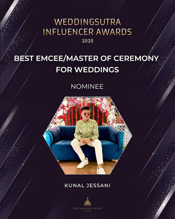 I was so elated to be nominated for the Best Emcee/Master of Ceremony for Weddings at the WeddingSutra Influencer Awards. This recognition is a huge honor and motivates me to keep raising the bar.