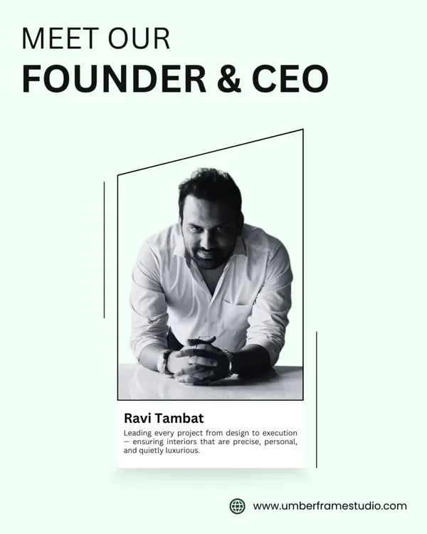 Meet our Founder & CEO, Ravi Tambat. I lead every project personally from design to execution, ensuring each interior is precise, personal, and quietly luxurious.