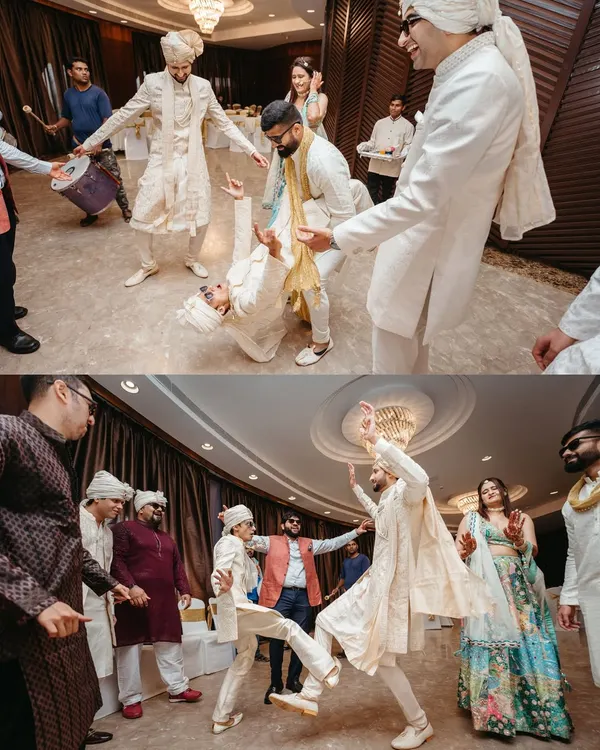 A wedding is also about the glorious chaos! The energy of a baraat is infectious, and I dive right in to capture the wild dance moves, the roaring laughter, and the unstoppable joy of friends and family celebrating your big day.
