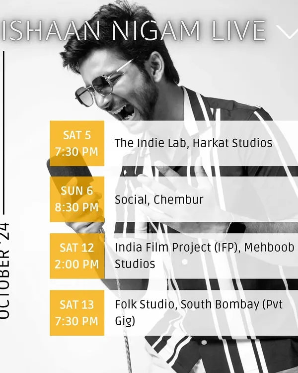 My gig calendar for a busy October, with shows at Harkat Studios, Social, India Film Project, and a private gig. I love having a month packed with live music.