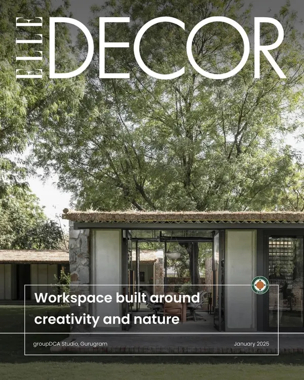 We are thrilled to have our studio in Gurugram featured in Elle Decor. The article highlights how the workspace is designed as a retreat, blurring the lines between the built and the natural with open courtyards and a climate-responsive material palette.