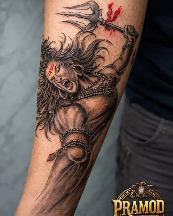 This is the kind of 'aastha' (faith) and power I love to capture in my work. This roaring Mahadev tattoo is not just a design; it's an emotion. I focused on the fierce expression and dynamic energy, using deep blacks and detailed shading to make it feel alive on the skin.