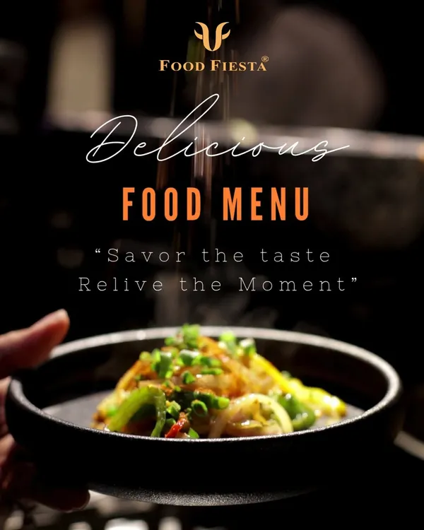 My food menu is crafted to create memorable experiences. This poster showcases a delicious plated dish, promising guests a chance to savor the taste and relive the moment.