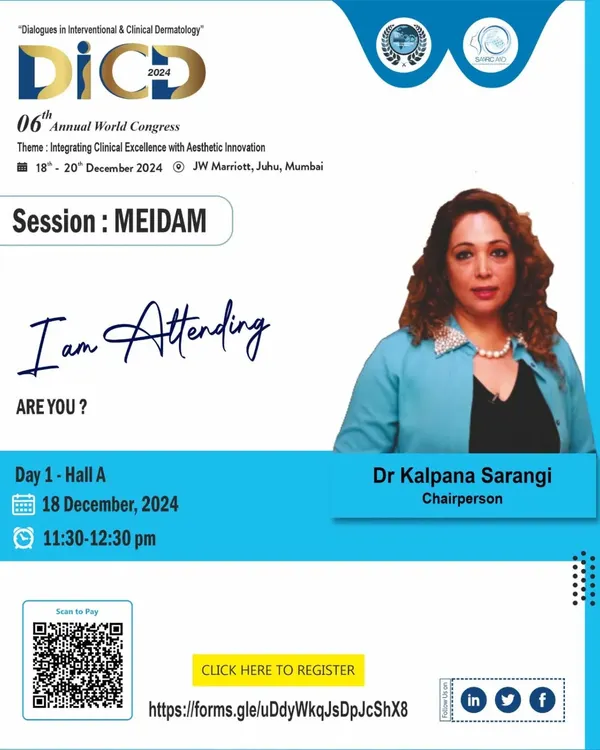 I was honored to serve as the Chairperson for the MEIDAM session at DiCD 2024. It was a privilege to lead discussions on the latest innovations in clinical and aesthetic dermatology with my esteemed colleagues.