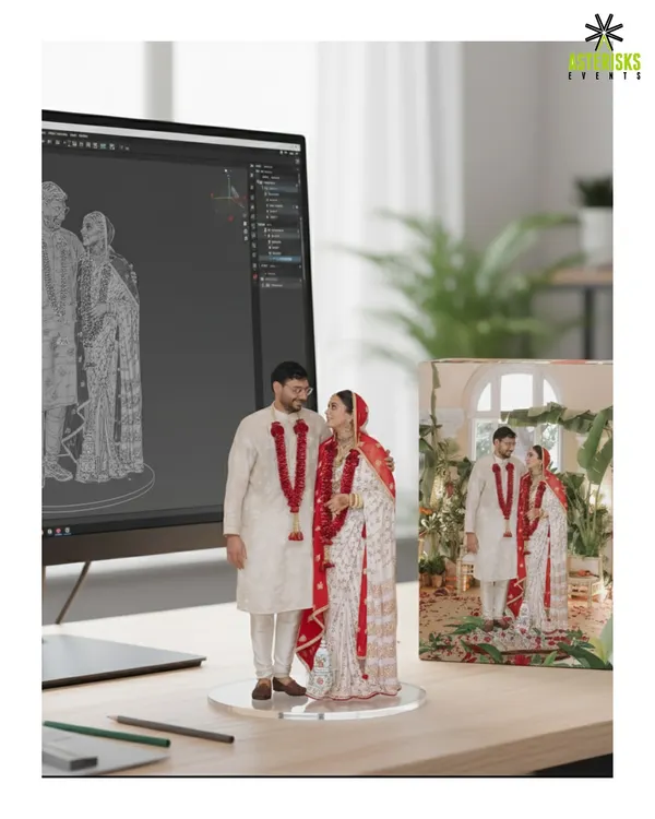 A perfect wedding keepsake. We can create a detailed 3D miniature of you in your wedding attire, capturing your special day in a unique way.