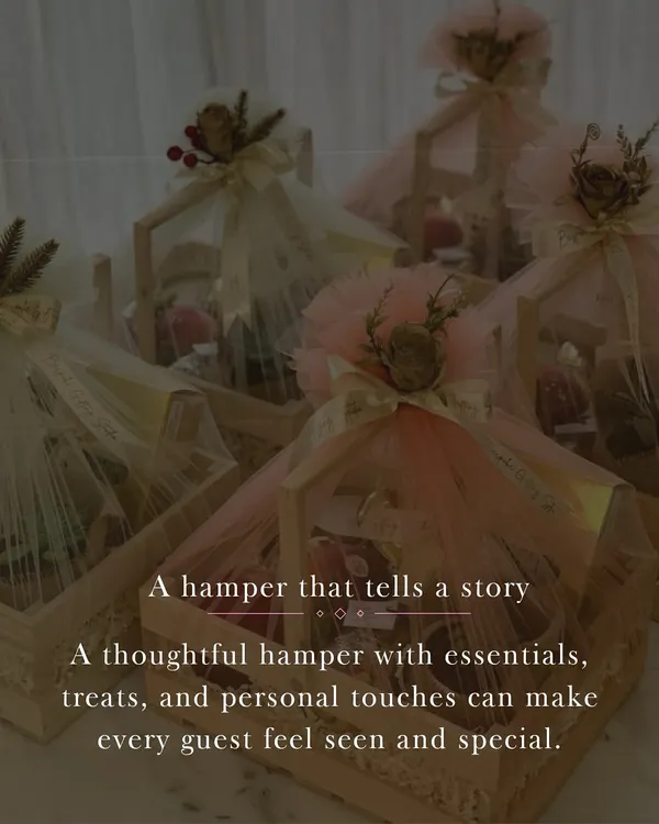 A thoughtful welcome hamper tells a story. I curate them with essentials, local treats, and personal touches to make every guest feel seen and special.