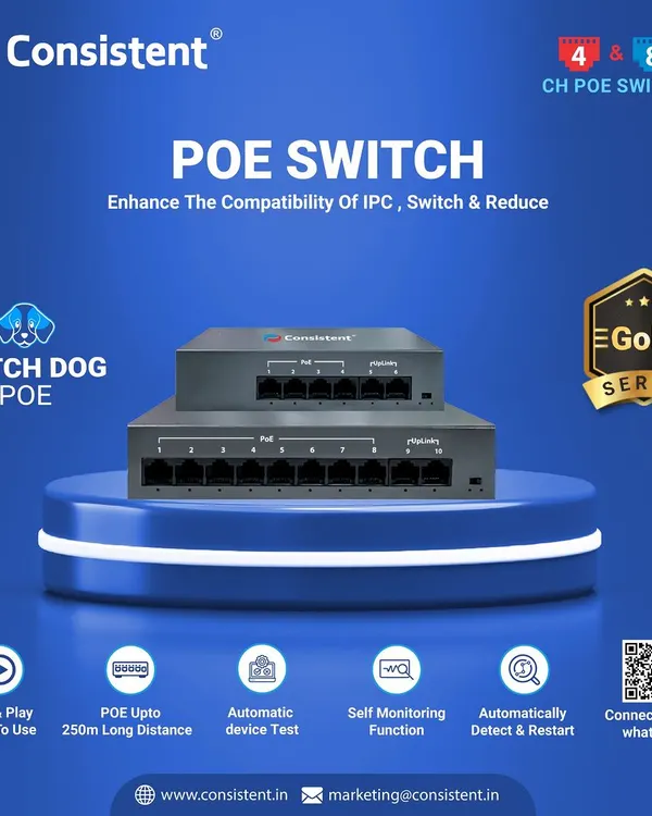 Our Gold Series POE Switch simplifies your network by delivering power and data over one cable. It features a "Watch Dog" function that automatically detects and restarts non-responsive devices, ensuring maximum uptime for your IP cameras.