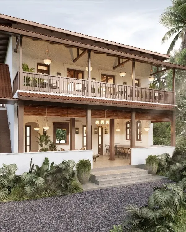This is the vision for a 250-year-old heritage home in Alibaug, which we are transforming into a modern café. Our design respects its history while creating a welcoming space that blends into the lush landscape, showing how old structures can find new purpose.