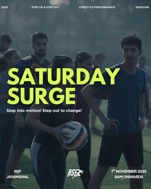 Announcing our Saturday Surge event. It's a chance to step into motion, step out for change, and start the weekend with a high-energy community workout.